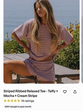 Daily Drills stripped ribbed relax tee